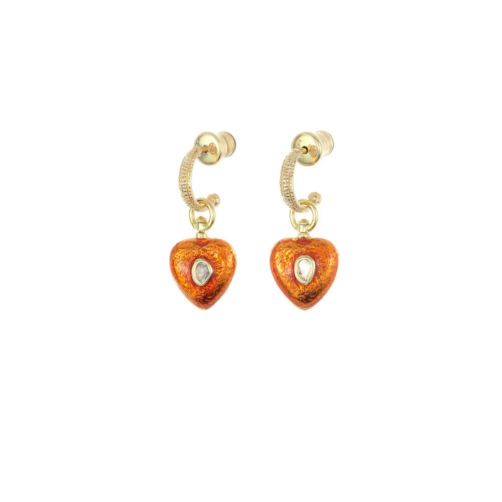 Gold + Corail Heart Drop Earrings