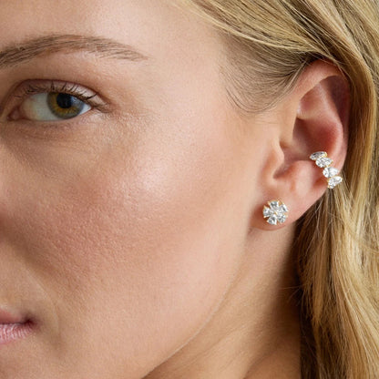 Diamond Flower Stud Earrings