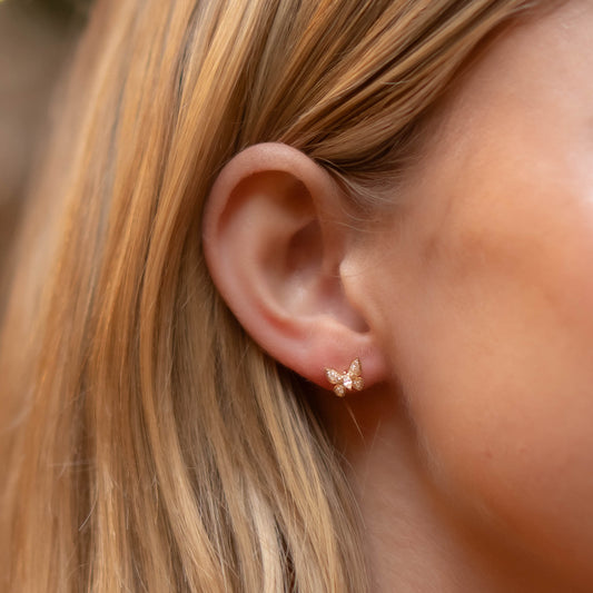 Marquise and Pave Diamond Butterfly Stud
