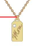 Mom Dog Tag w. Diamond Necklace - 14k Yellow Gold