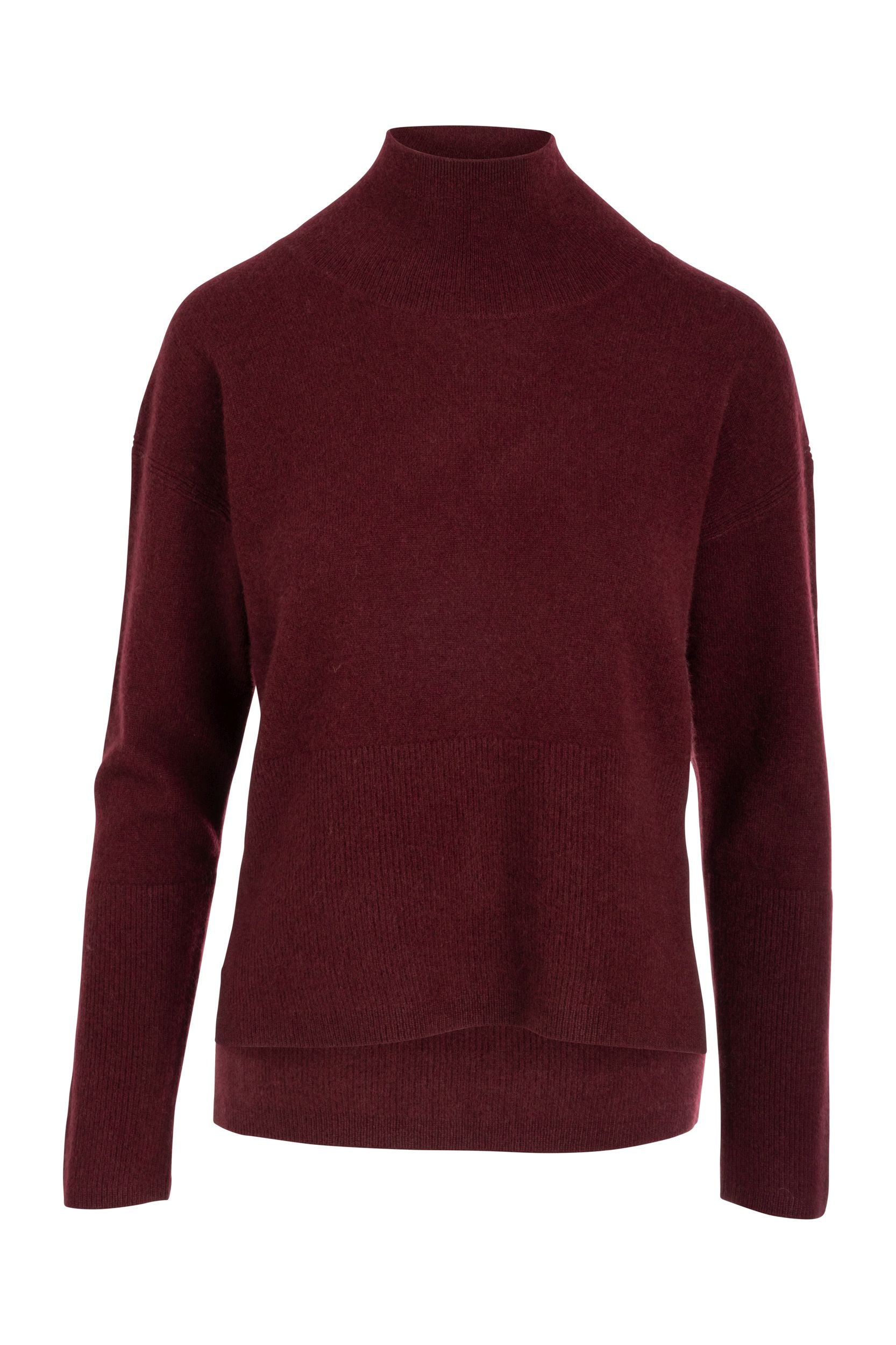 Cashmere Drop Shoulder High-Lo Turtleneck Pullover