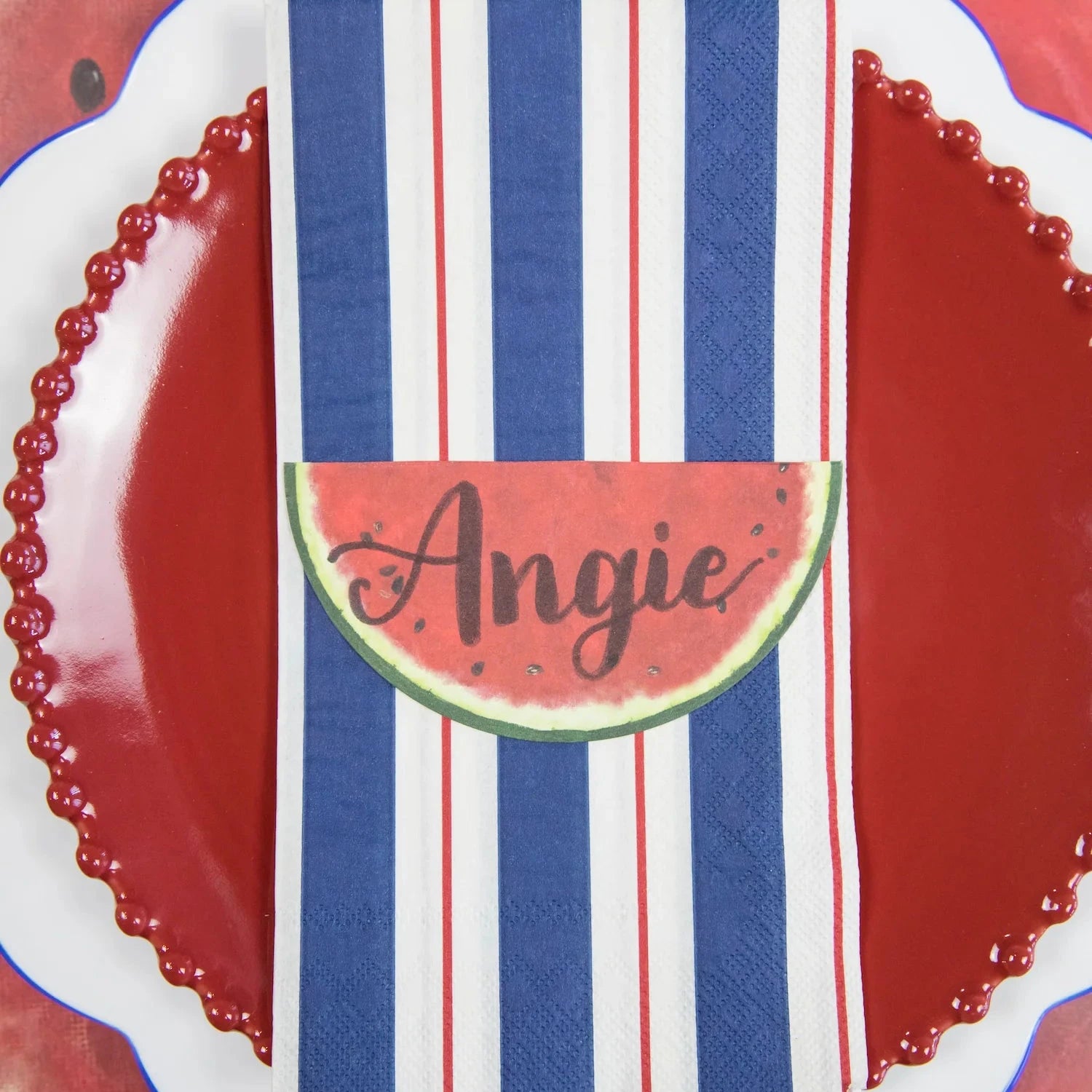 Navy & Red Awning Stripe Guest Napkin - Pack of 16