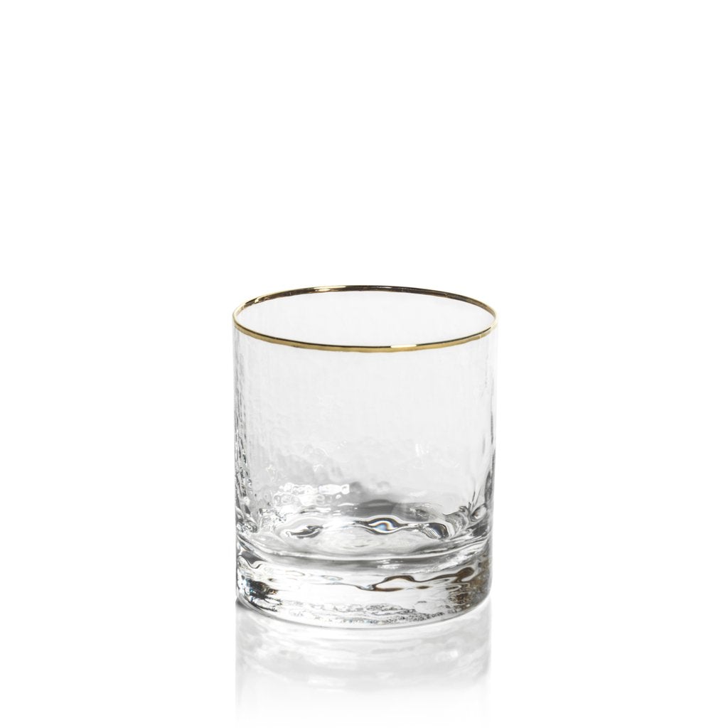 Negroni Hammered Glasses with Gold Rim