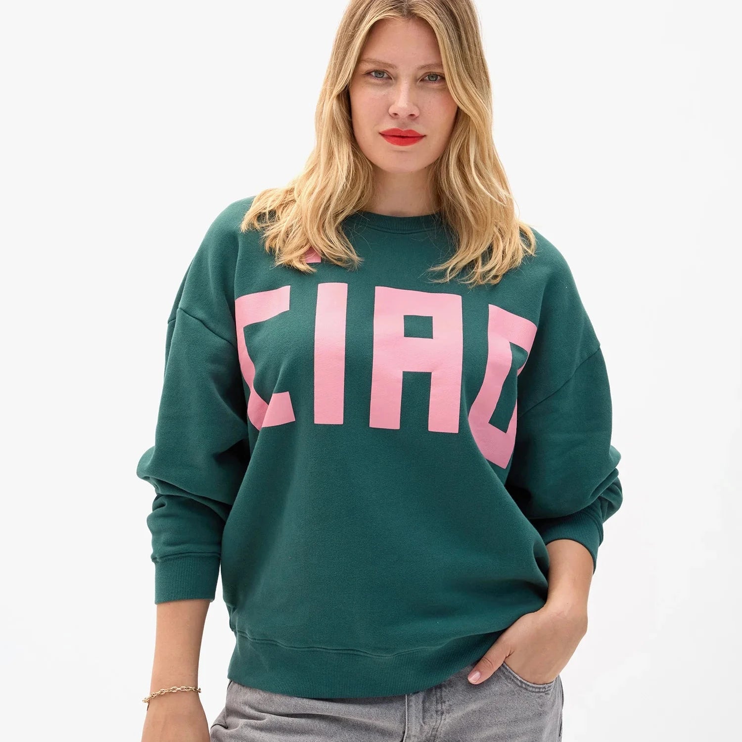 Ciao Oversized Sweatshirt- Deep Pine