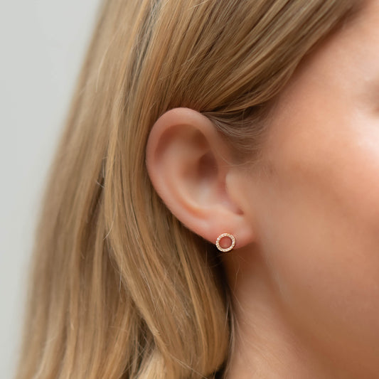 Pave Open Circle Stud
