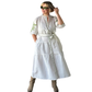 Pine Dress - White with Olive