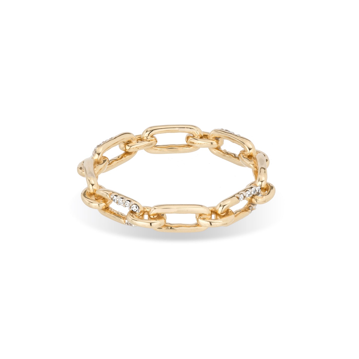 Pave Interlocking Link Ring