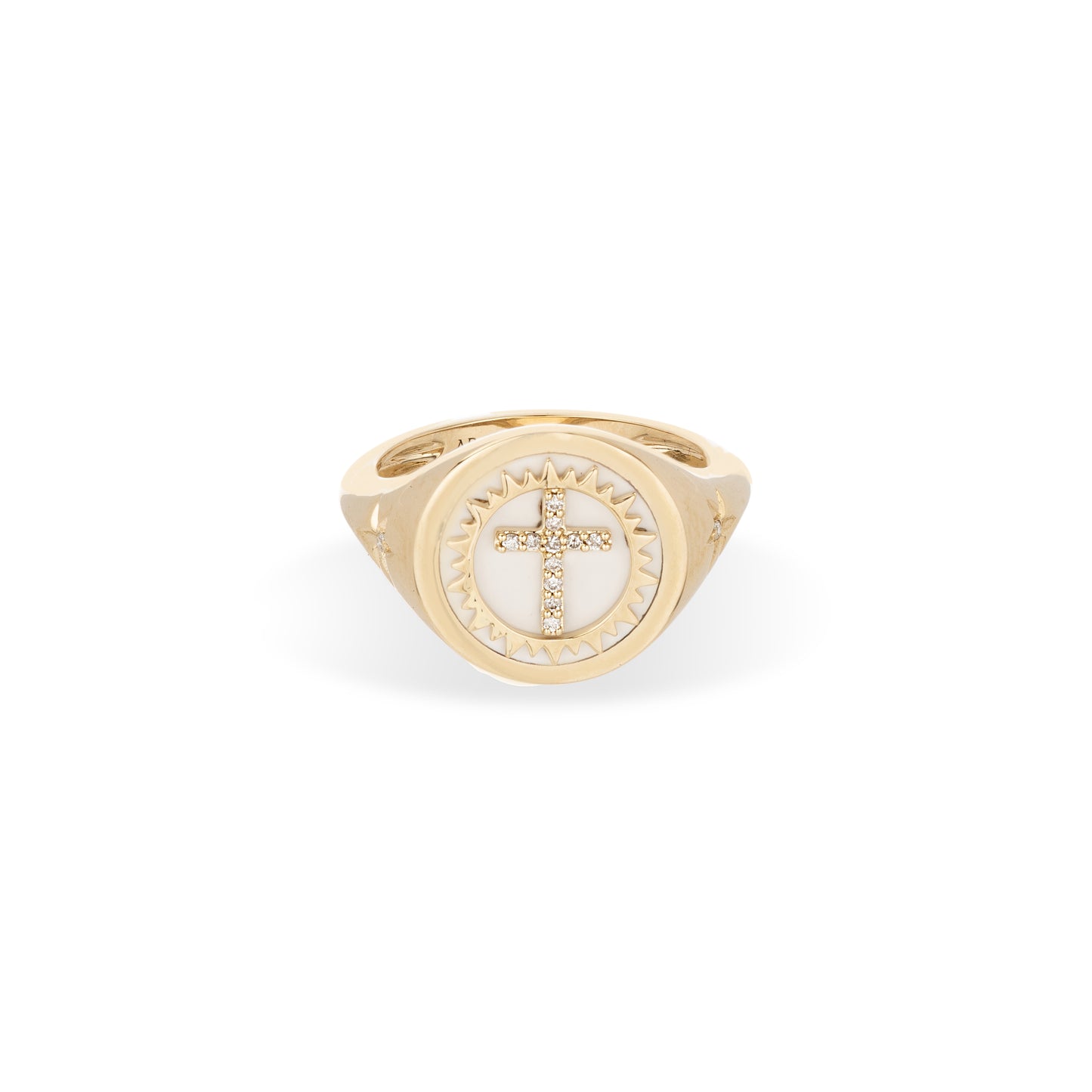 Ceramic + Pave Cross Signet Ring