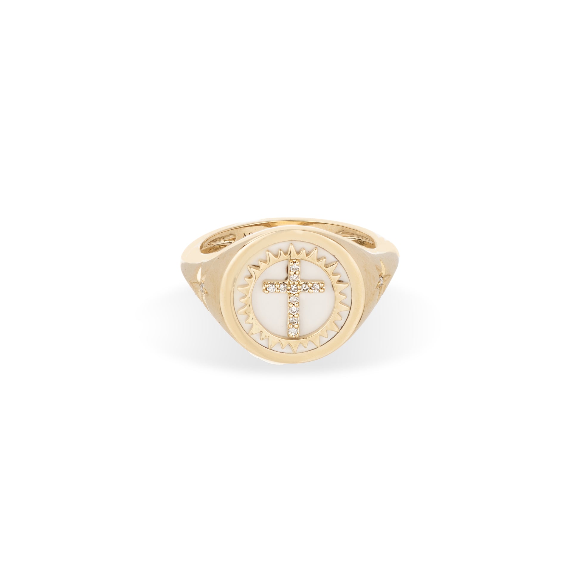 Ceramic + Pave Cross Signet Ring