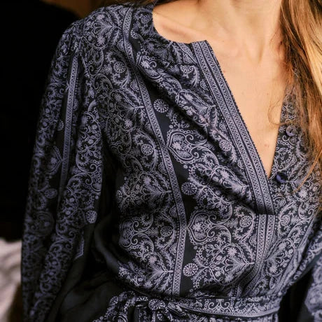 Bonnie Ls Dress - Carmel Trellis