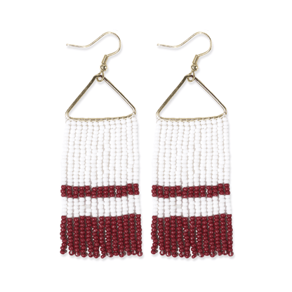 Whitney Color Block Stripe Beaded Fringe Earrings