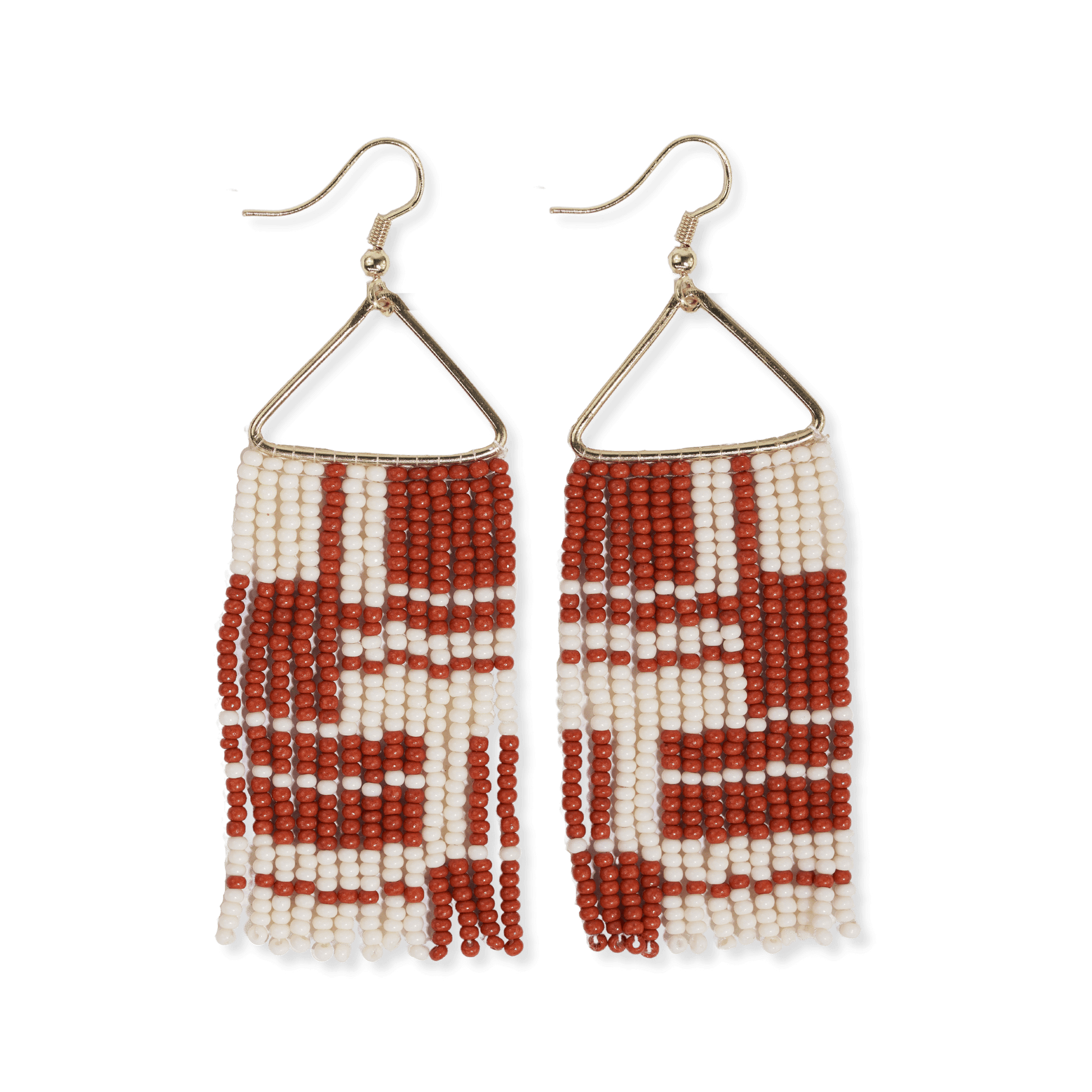 Whitney Color Block Stripe Beaded Fringe Earrings