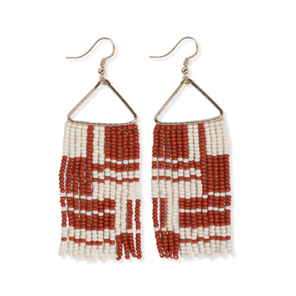 Whitney Color Block Stripe Beaded Fringe Earrings