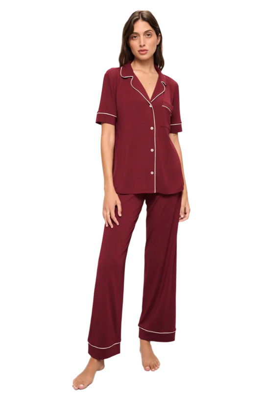 Gisele Long PJ Set - Cabernet | Ivory