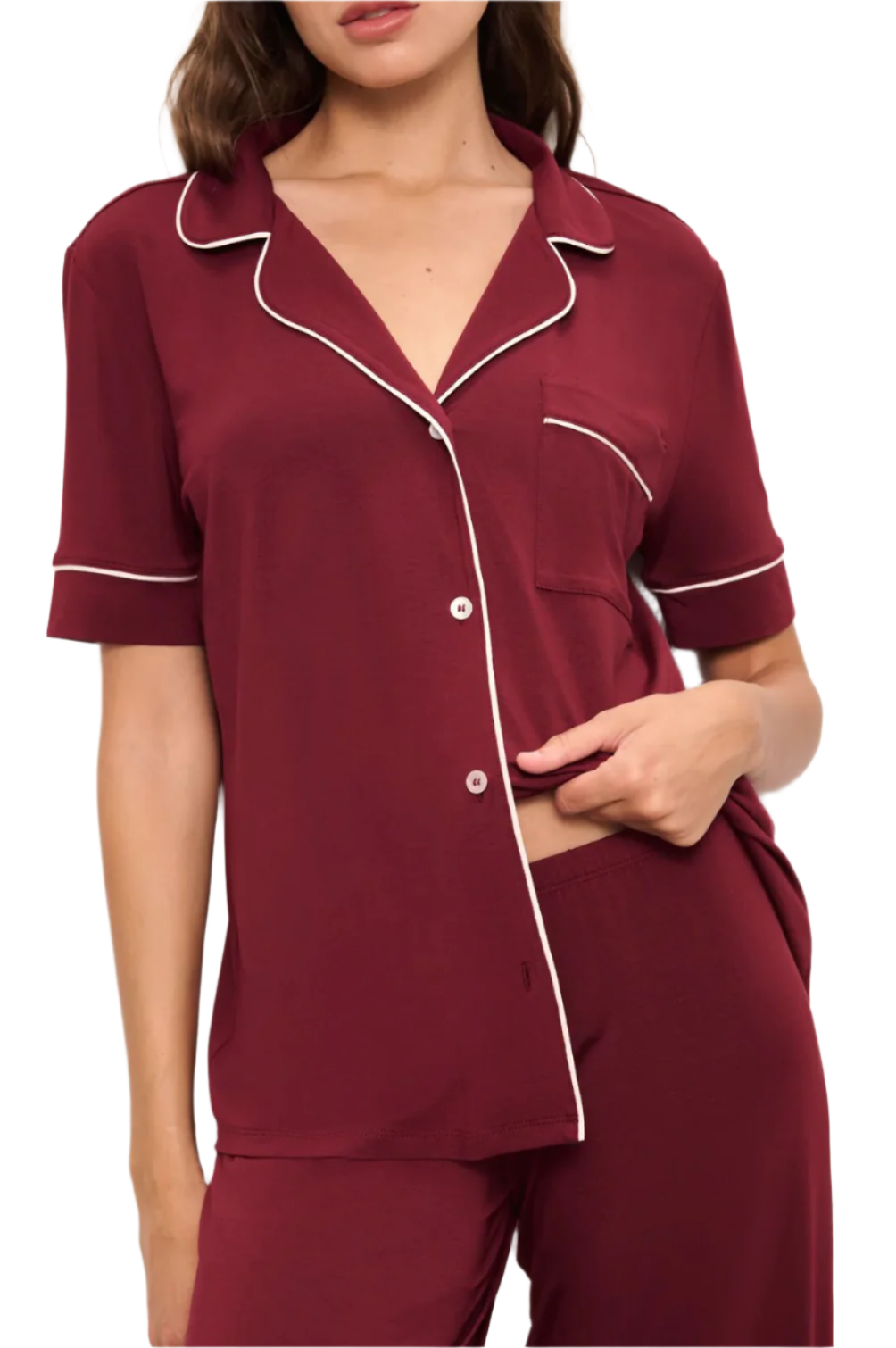 Gisele Long PJ Set - Cabernet | Ivory