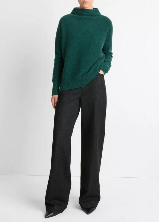 Cashmere Funnel Neck Sweater - Jade Lake