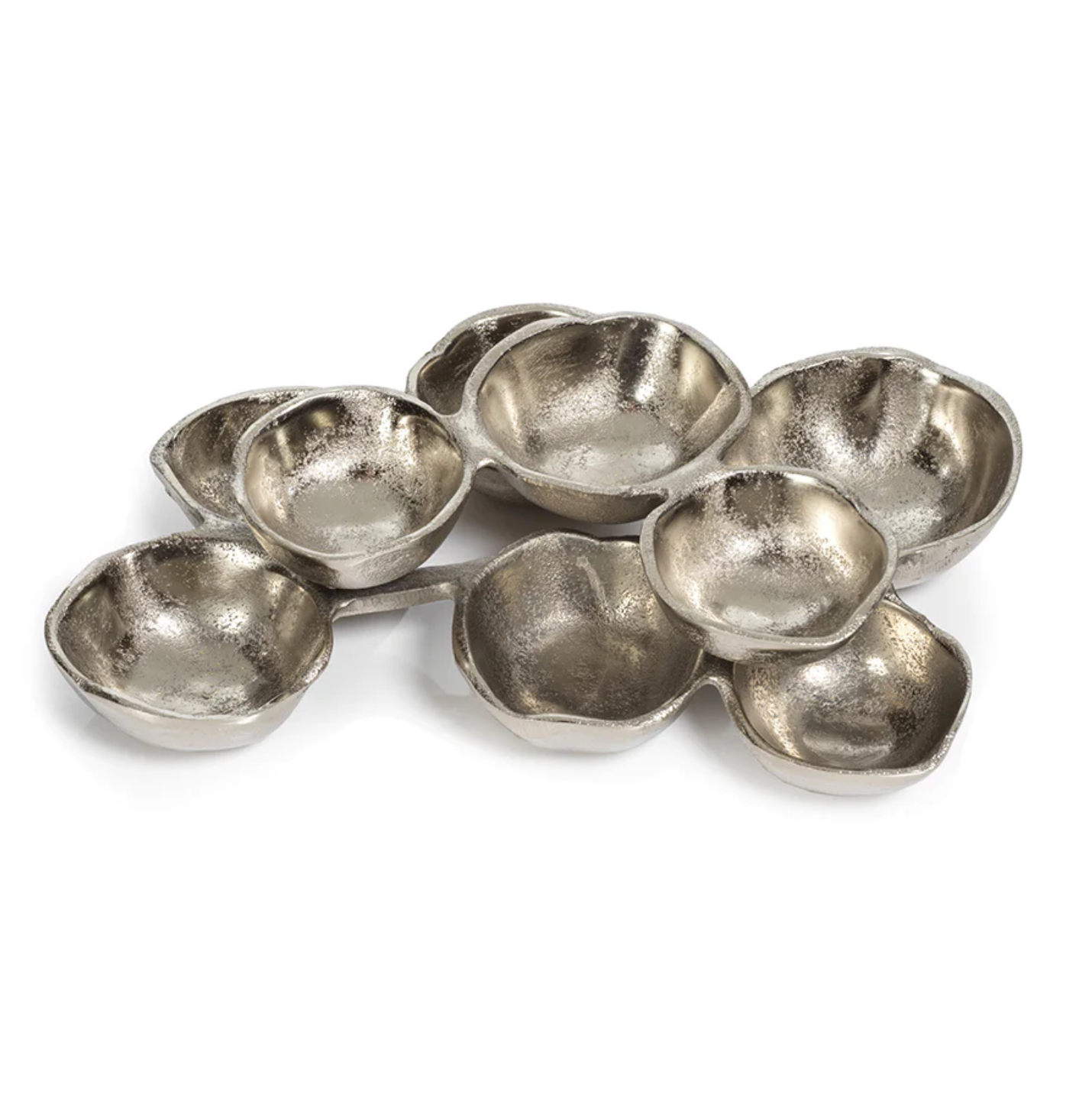 Small Cluster of Nine Round Serving Bowls - Nickel