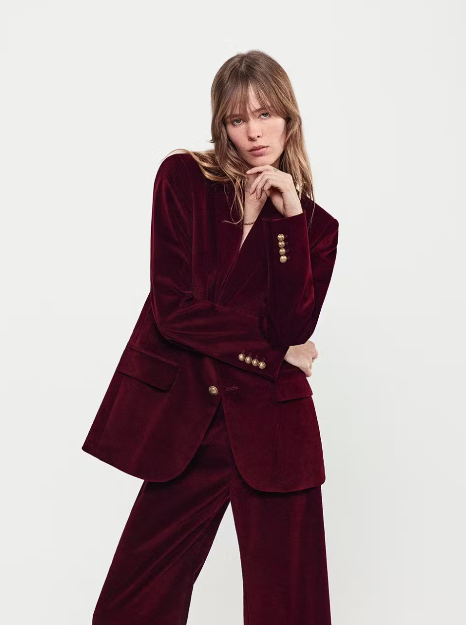 Everyday Velvet Blazer - Wine