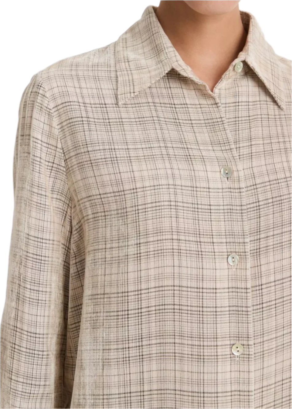 Textured Plain Button Down Shirt - Ceramic Multi