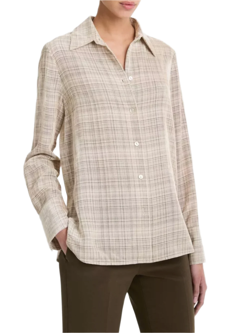 Textured Plain Button Down Shirt - Ceramic Multi