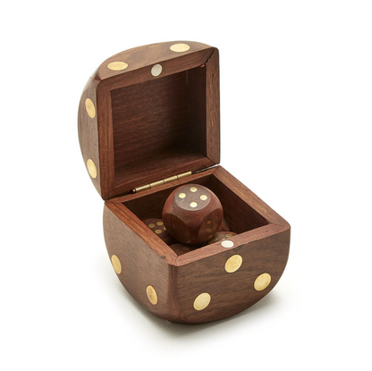 Wood Dice Box with Siz Dice