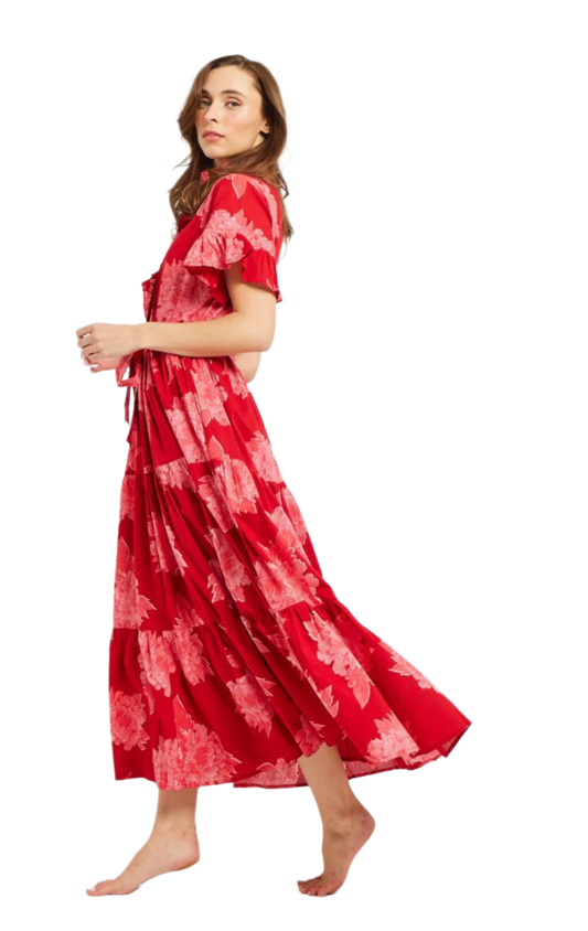 Victoria Dress - Crimson Floral