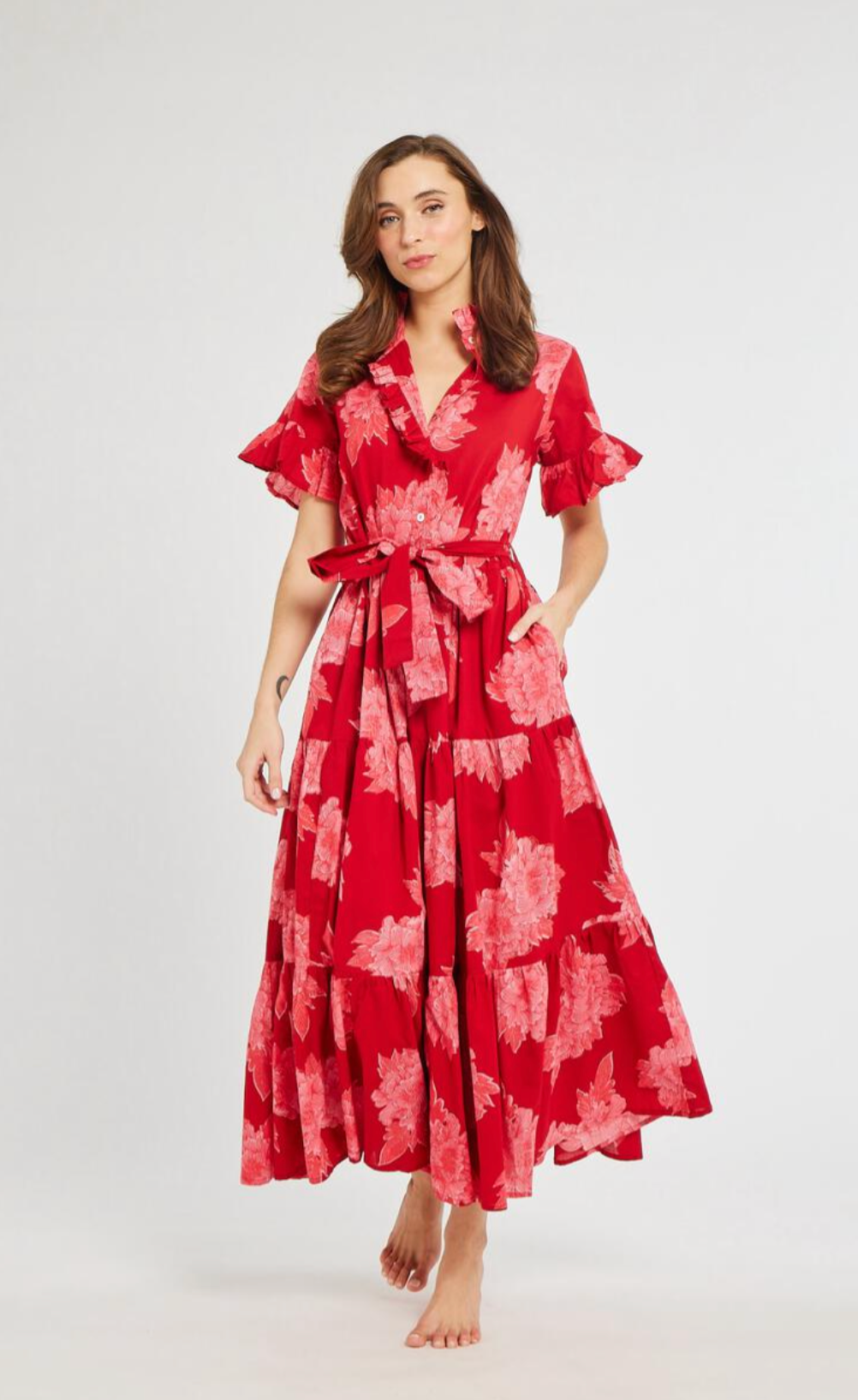 Victoria Dress - Crimson Floral