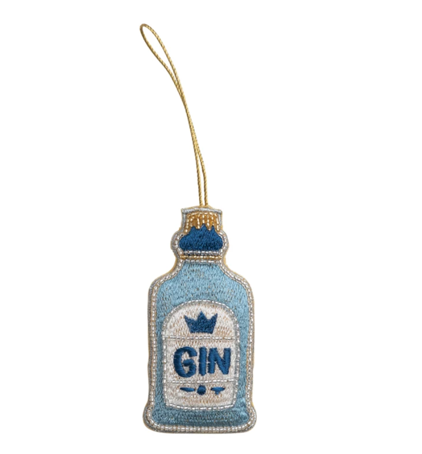 Embroidered Gin Bottle Ornament