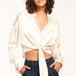 Farrah Silk Tie-Front Blouse - Ivory