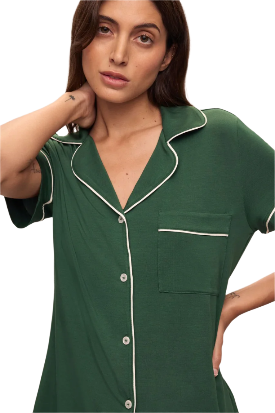 Gisele Relax Short PJ - Forest Green | Ivory