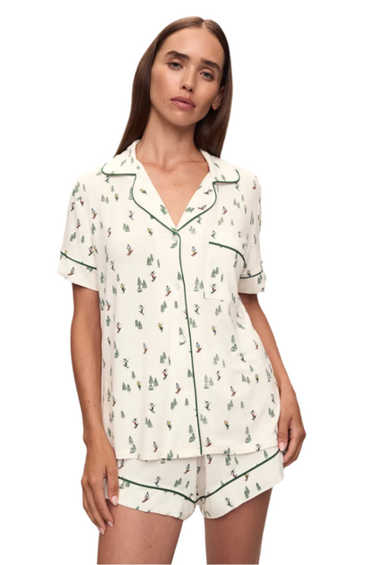 Gisele Relax Short PJ - Alpine Skier Ivory | Forest Green