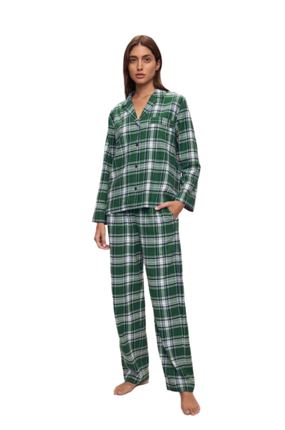 Flannel Long PJ - Tartan Plaid Forest Green