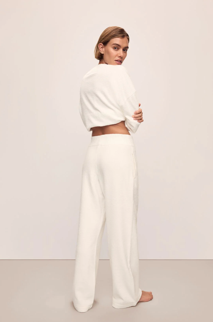 Recycled Boucle Wide Leg Pant - Ivory