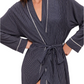 Gisele Printed Long Robe - Duo Stripe True Navy