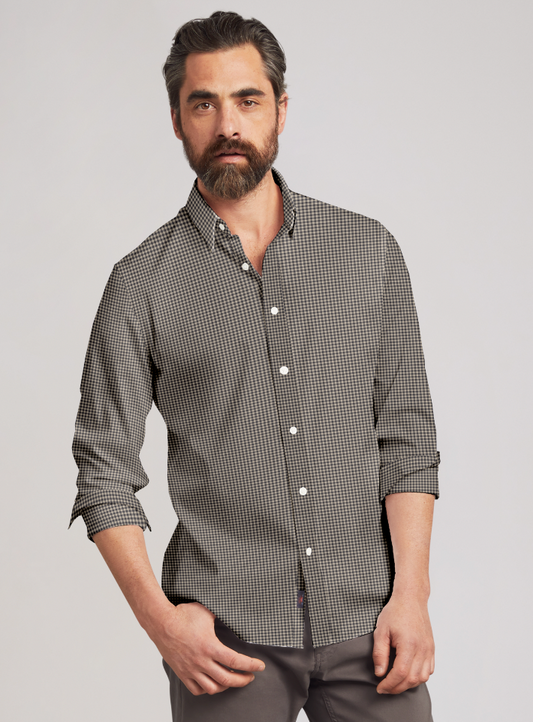 Movement Shirt -  Charcoal Tan Gingham