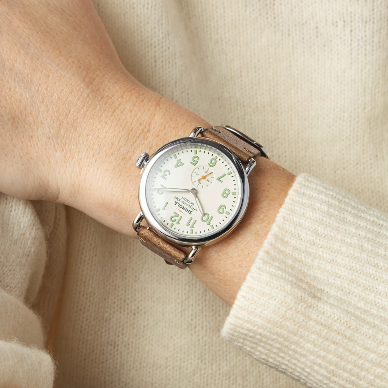 Runwell Sub Second - 41mm - Alabaster | British Tan Strap