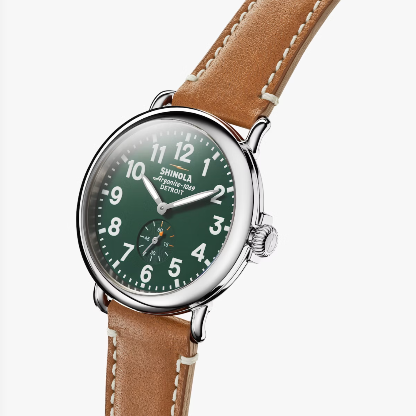 Runwell - 41mm - Green | Brown Leather Strap