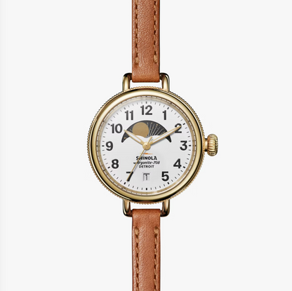 Birdy Moon Phase - 34mm - Bourbon Leather Strap