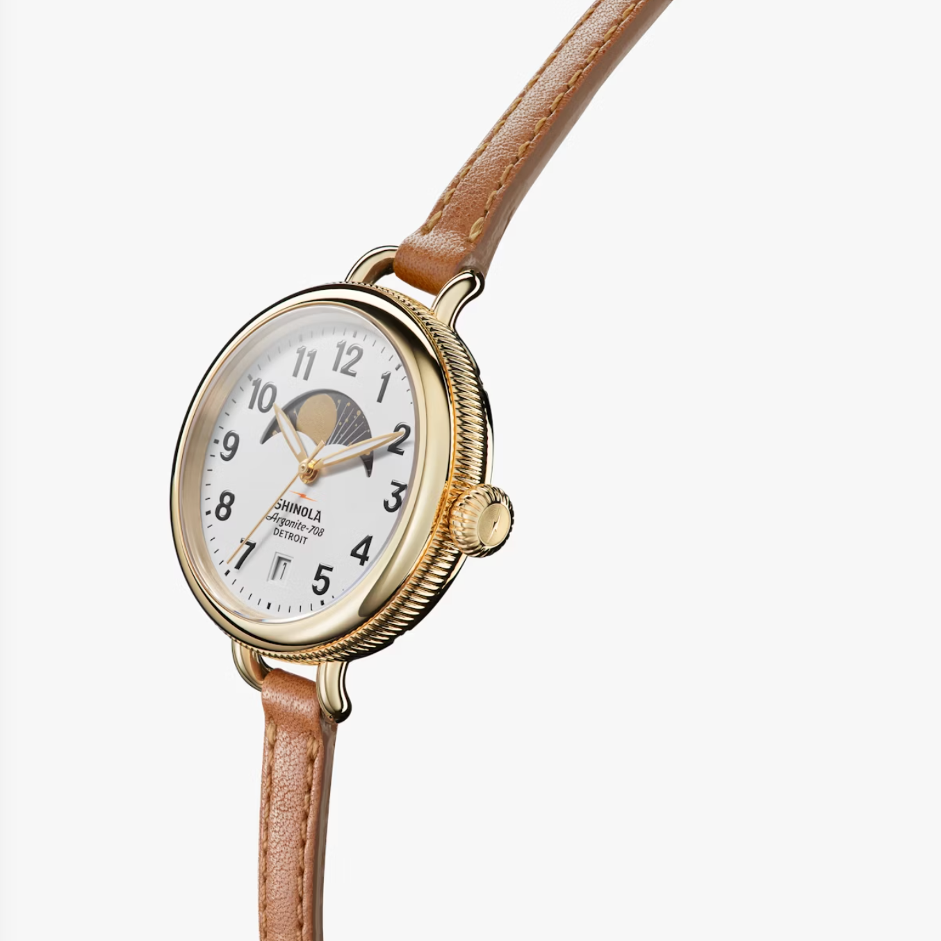 Birdy Moon Phase - 34mm - Bourbon Leather Strap