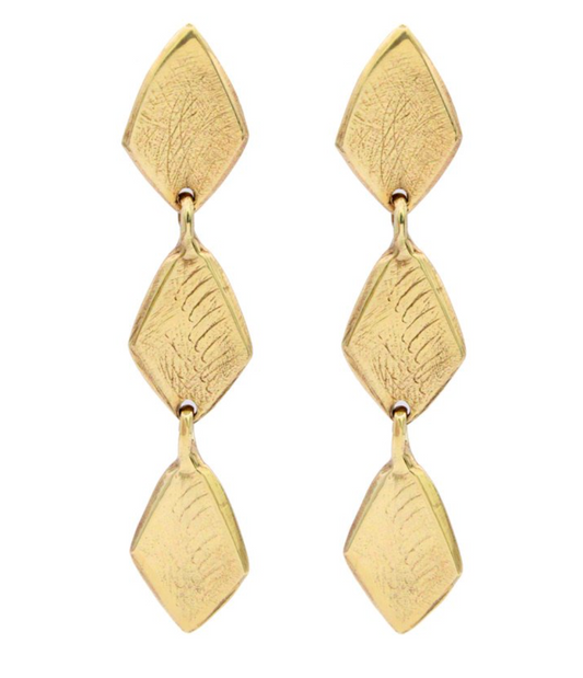 Asali Triple Shield Drop Earrings - Bronze