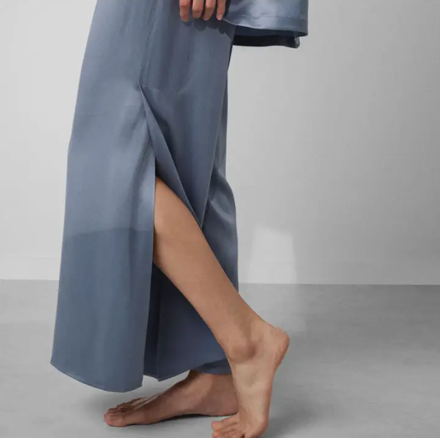 Washable Silk Tee Pant Set - Pastoral Blue