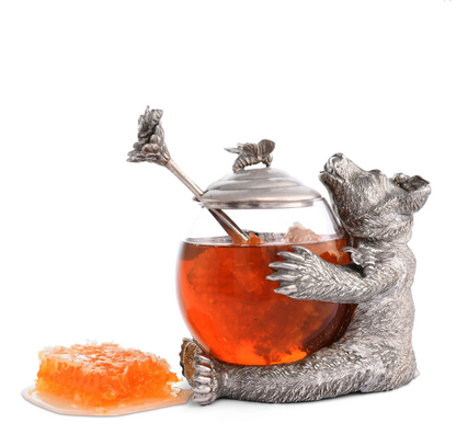 Pewter Bear Honey Pot