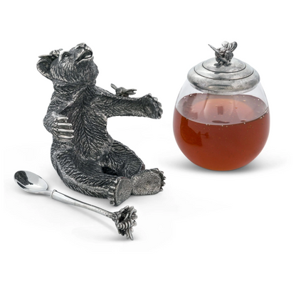 Pewter Bear Honey Pot