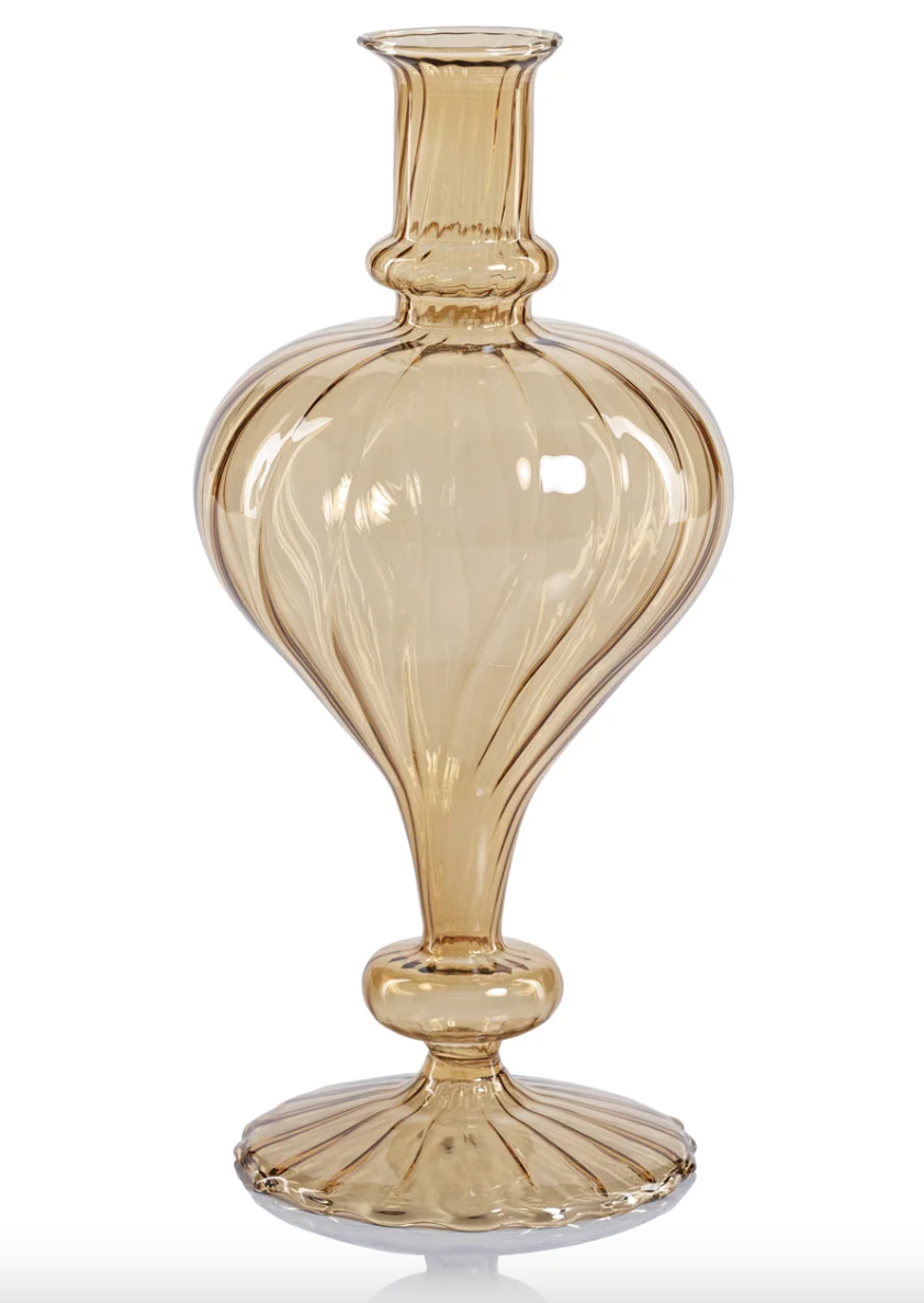 Venetian Spiral Vase - Turnip Shape | Amber