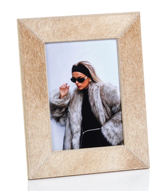 Corviglia Hair On Hide Leather Photo Frame - Tan - 5x7