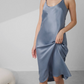 Washable Silk Bias Slip Dress - Pastoral Blue