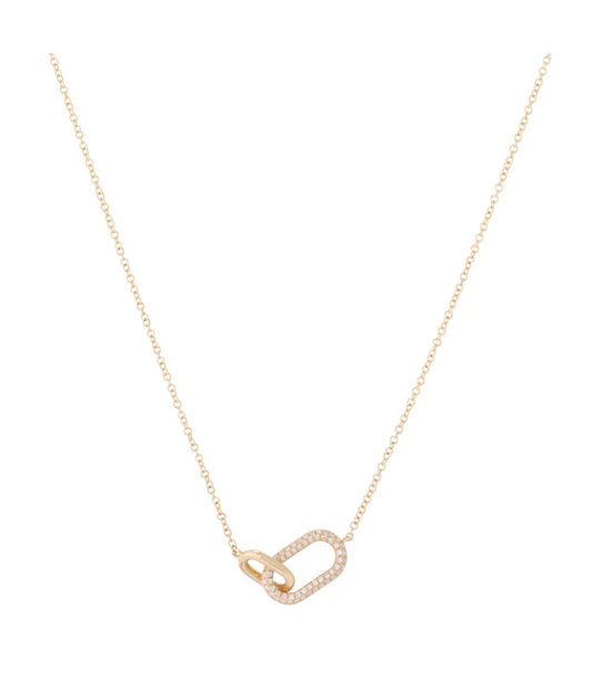 Single Pave Link Paper Clip Necklace