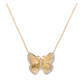 Pleated Diamond Trim Butterfly Necklace