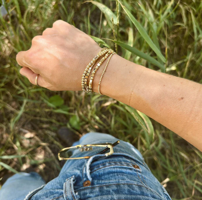 Alternating Square & Round Beaded Bracelet