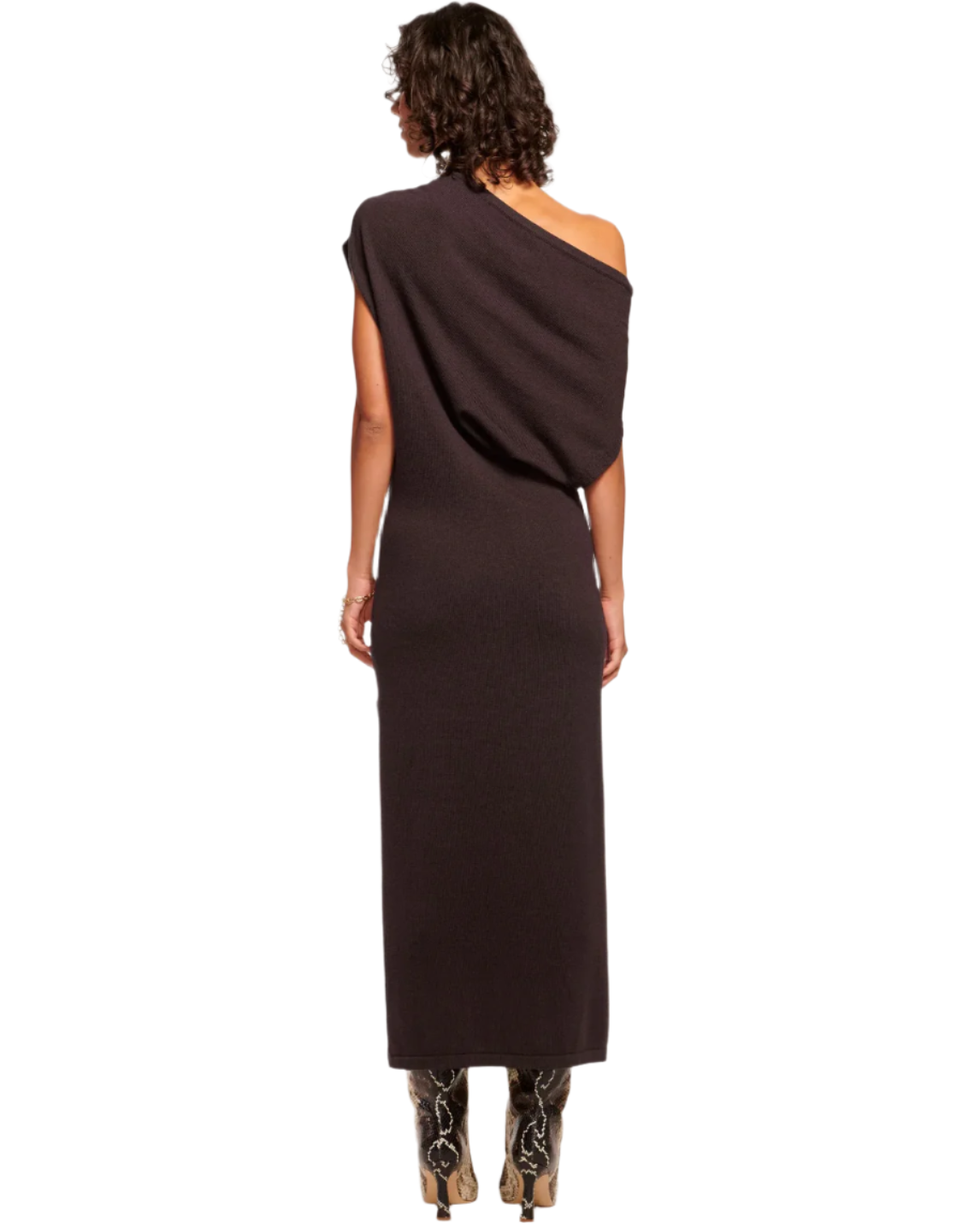 Chet Wool Off-The-Shoulder Sweater Dress - Desert Brown